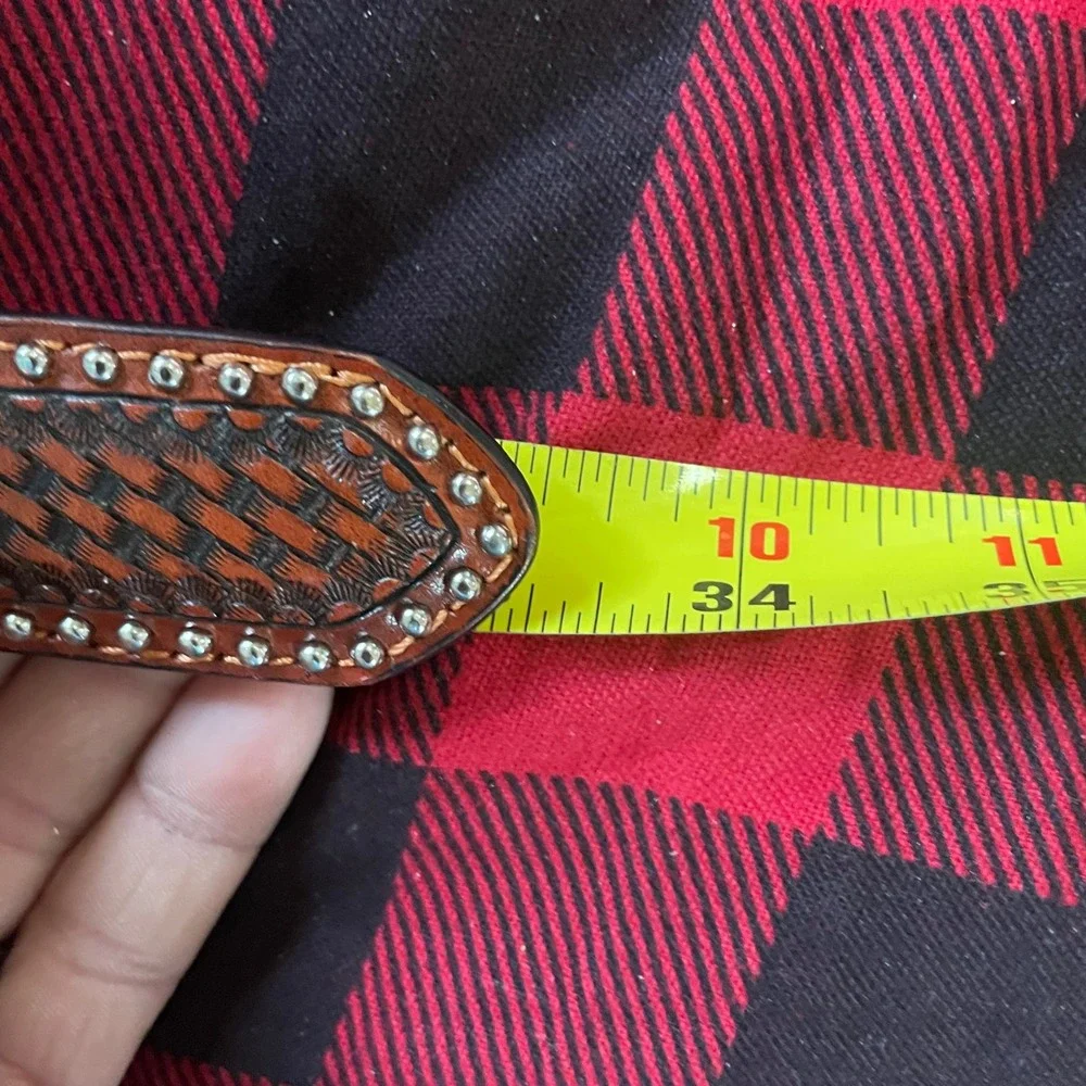 Ranger Belt Company Kids Western Star Rhinestone Cowhide Leather‎ Belt Size 28